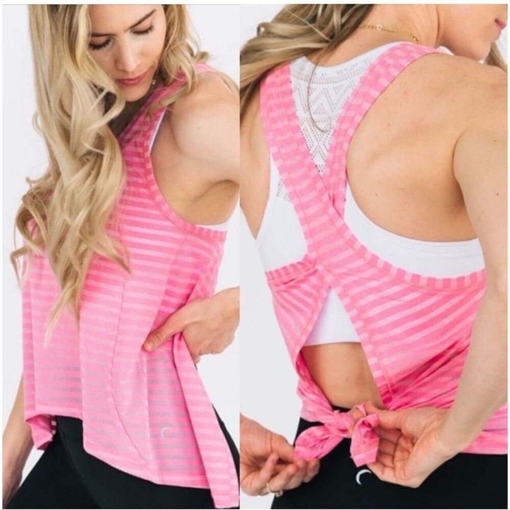 NWT Zyia XS Extra Small Nimbus Split Open Back Nimbus Pink Athletic Tank Top